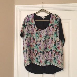 Multi Colored Floral Top with Black Back